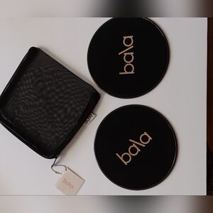 BALA Black 7” Aerobic Exercise Workout Slider Discs w/ Mesh Carrying Bag